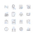 Revenue management line icons collection. Optimization, Pricing, Segmentation, Forecasting, Strategy, Yield, Demand