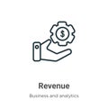 Revenue outline vector icon. Thin line black revenue icon, flat vector simple element illustration from editable business and
