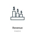 Revenue outline vector icon. Thin line black revenue icon, flat vector simple element illustration from editable business concept