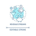 Revenue streams blue concept icon