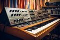 Reverberating Synth music analog. Generate Ai