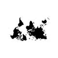 Upside down world map silhouette in black