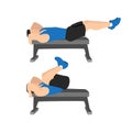 Reverse bench crunches exercise. Flat vector illustration