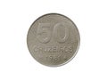 Reverse of Brazil coin 50 cruzeiros 1981, isolated in white background