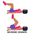 Reverse crunches. Sport exersice. Silhouettes of woman doing exercise. Workout, training Royalty Free Stock Photo