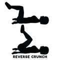 Reverse crunches. Sport exersice. Silhouettes of woman doing exercise. Workout, training