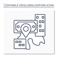 Reverse globalization line icon