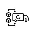 Black line icon for Reverse Logistics, reverse and shipping