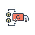 Color illustration icon for Reverse Logistics, delivery and shipping