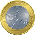 Reverse new Belarusian Money two ruble coin