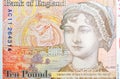 Potrait OF Jane Austin on Ten Pound Note Royalty Free Stock Photo