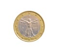 Reverse of One Euro coin made by Italy Royalty Free Stock Photo