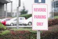 Reverse parking sign at car park Royalty Free Stock Photo