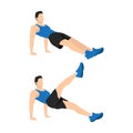 Reverse plank kicks exercise. Flat vector illustration isolated Royalty Free Stock Photo