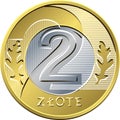 Reverse Polish Money two zloty coin Royalty Free Stock Photo