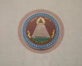 The reverse side of the Great Seal of the United States on the outside front of the Tower Building in Fair Park in Dallas, Texas. Royalty Free Stock Photo