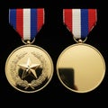 Reverse side of one medal is blank, providing space for engraving or Royalty Free Stock Photo