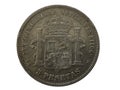 Reverse of Spain silver coin 5 pesetas 1875