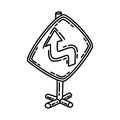 Reverse Turn Icon. Doodle Hand Drawn or Outline Icon Style
