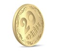 Reverse of the Ukrainian 20 kopeck coins. Realistic vector reverse of Ukrainian 20 kopeck coins in 3D render. Royalty Free Stock Photo