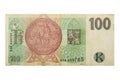 Reverse view of a Czech Republic 100 Koruna banknote