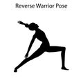 Reverse Warrior Pose Yoga Workout Silhouette. Healthy lifestyle vector illustration