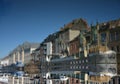 Reversed image concept , living boats on a river in gent, belgium