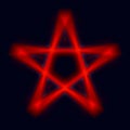 Reversed Pentagram symbol. Wiccan symbols- Cross of Sulfur. Blood red runic spell circle. Satanic sign, Magic casting ring.