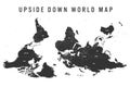 Reversed or upside down political map of World. South-up orientation. Vector illustration