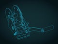 Reversible hand winch isometric blueprint Royalty Free Stock Photo