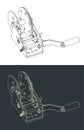 Reversible hand winch isometric drawings illustrations Royalty Free Stock Photo