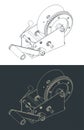 Reversible hand winch isometric drawings Royalty Free Stock Photo