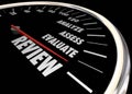 Review Analyze Evaluate Assess Speedometer