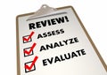 Review Clipboard Checklist Evaluation Words