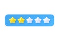 Review 3d render icon - 2 gold star customer bad quality review, rate experience service cartoon illustration