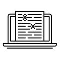Review laptop editor icon, outline style