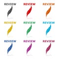 Review logo, Pencil icon, color set