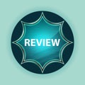 Review magical glassy sunburst blue button sky blue background