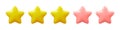 Review or ranking, 3 gold stars of five star