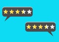 Review rating bubble flat vector illustration, customer reviews stars rate