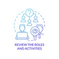 Review roles and activities blue gradient concept icon Royalty Free Stock Photo