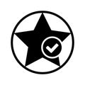 Review star icon, best valuation, value favorite, good evalution, solution thin line symbol on white background.