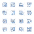 Review, user satisfaction line vector icons set.