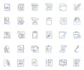 Reviewing line icons collection. Analysis, Appraisal, Assessment, Critique, Examination, Feedback, Inspection vector and