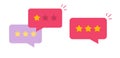 Reviews comments icon vector simple graphic, feedback testimonial chat loyalty bubbles red blue illustration, rating survey rank