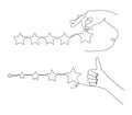 Simple illustration on the theme of Rating. Black and white set of hands with Stars.