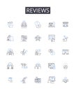 Reviews line icons collection. Produce, Dairy, Bakery, Meat, Frozen, Canned, Organic vector and linear illustration