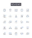 Reviews line icons collection. Feedback, Opinions, Assessments, Evaluations, Critiques, Thoughts, Ratings vector and