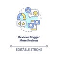 Reviews trigger more reviews concept icon