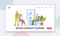 Revise Company Culture Landing Page Template. Conference Room Meeting or Seminar with Disabled Business Character